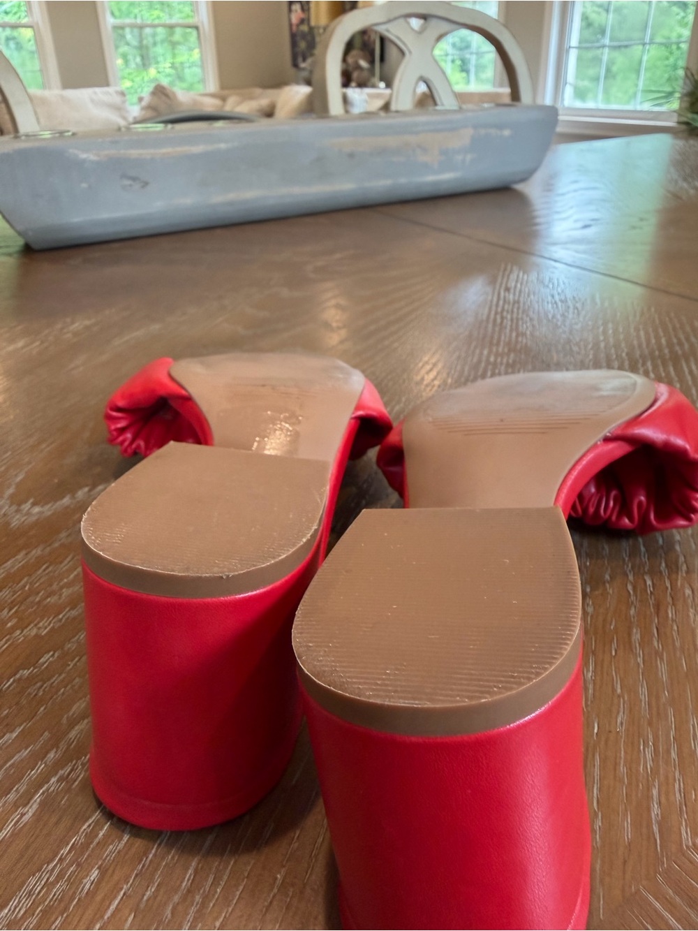 Qupid Red Ruched Slide Sandals - Picture 7 of 8